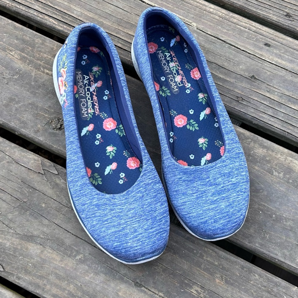 Skechers Blue Garden Party Air-Cooled Slip On Shoes | Size 11